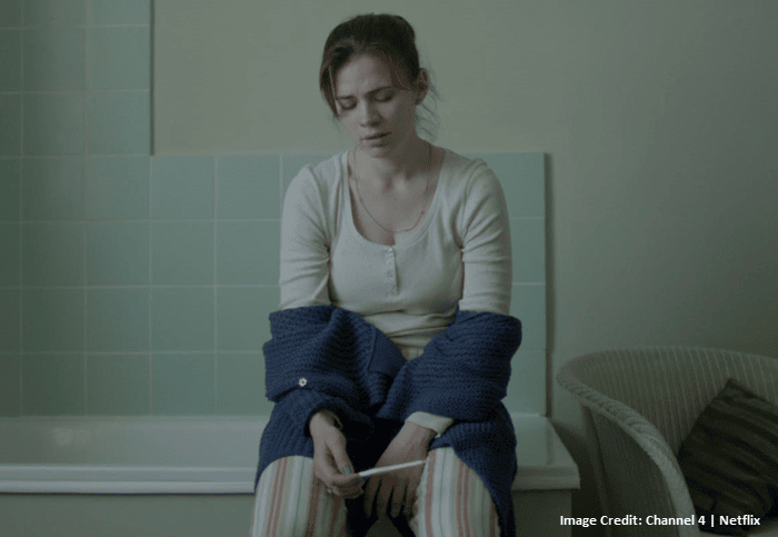 Martha learns she is pregnant - Black Mirror S2E1 Be Right Back - Channel 4, Netflix